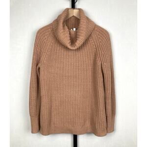 Talbots Haven Well Within Shaker Stitch Cowl Neck Sweater S Brown Cotton Chunky